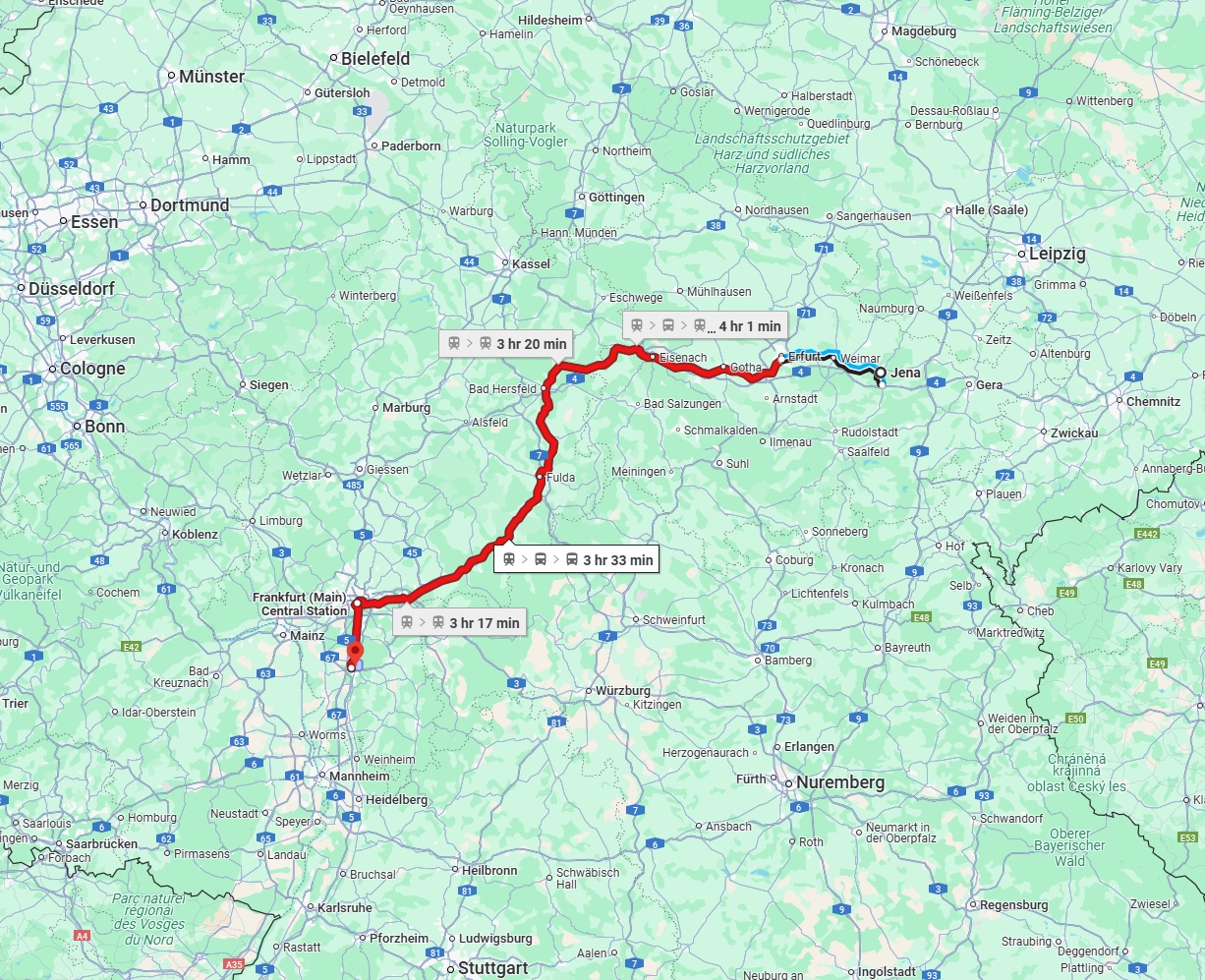 Anreise von Jena Zu Darmstadt Über 