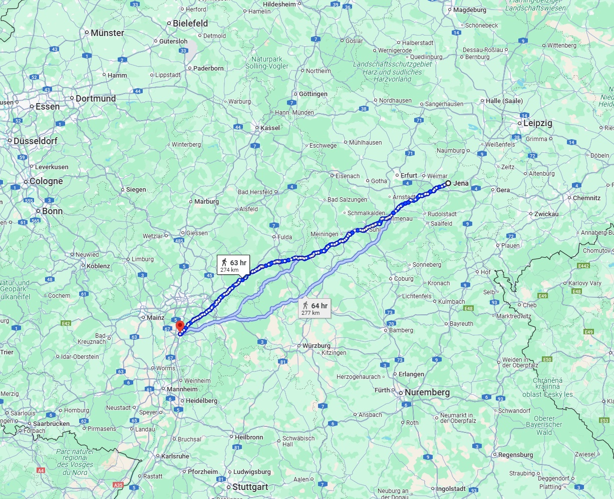 Anreise von Jena Zu Darmstadt Über 