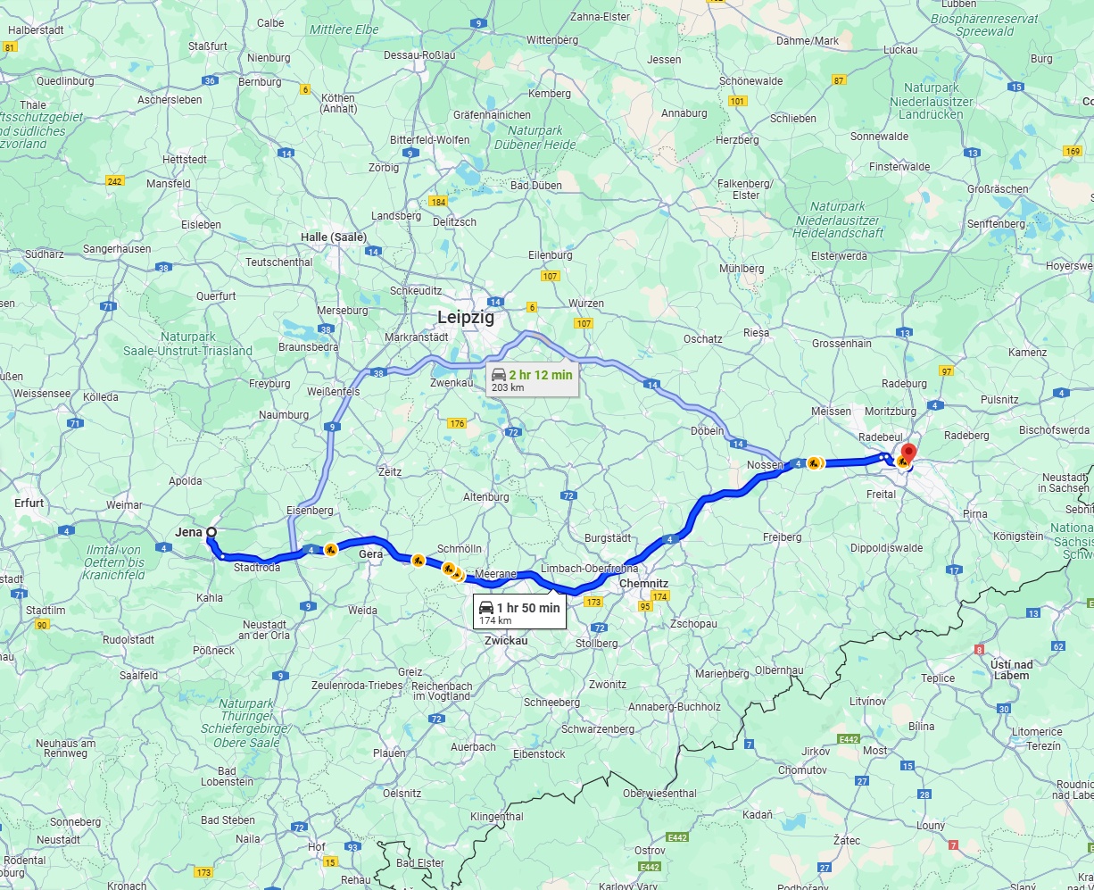 Anreise von Jena Zu Dresden Über via A4