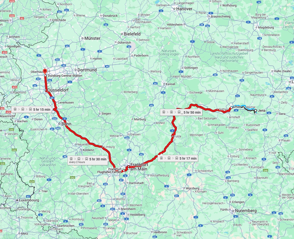 Anreise von Jena Zu Duisburg Über 