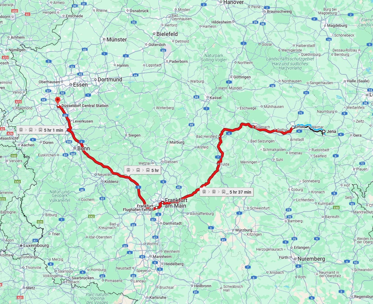 Anreise von Jena Zu Düsseldorf Über 