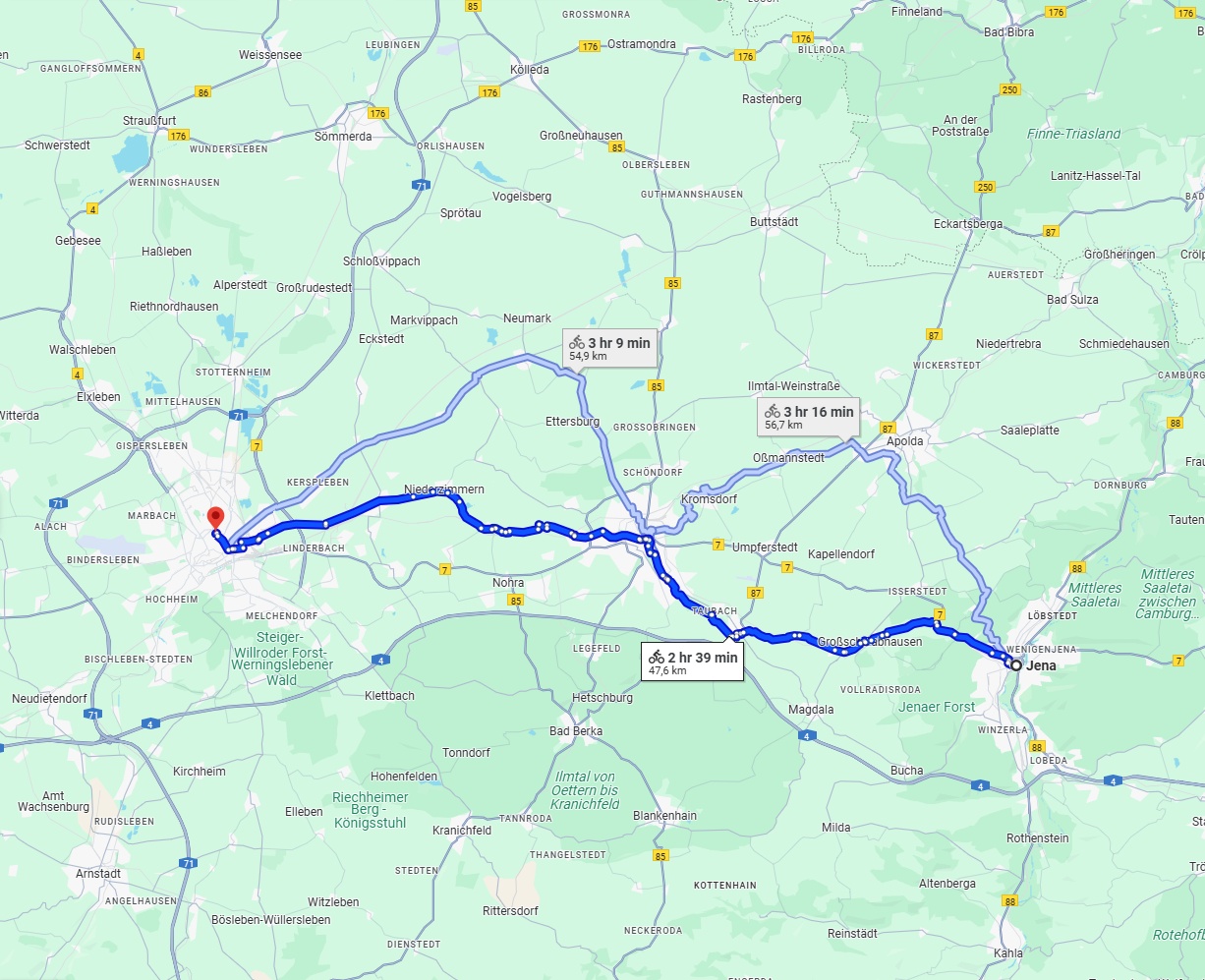 Anreise von Jena Zu Erfurt Über 