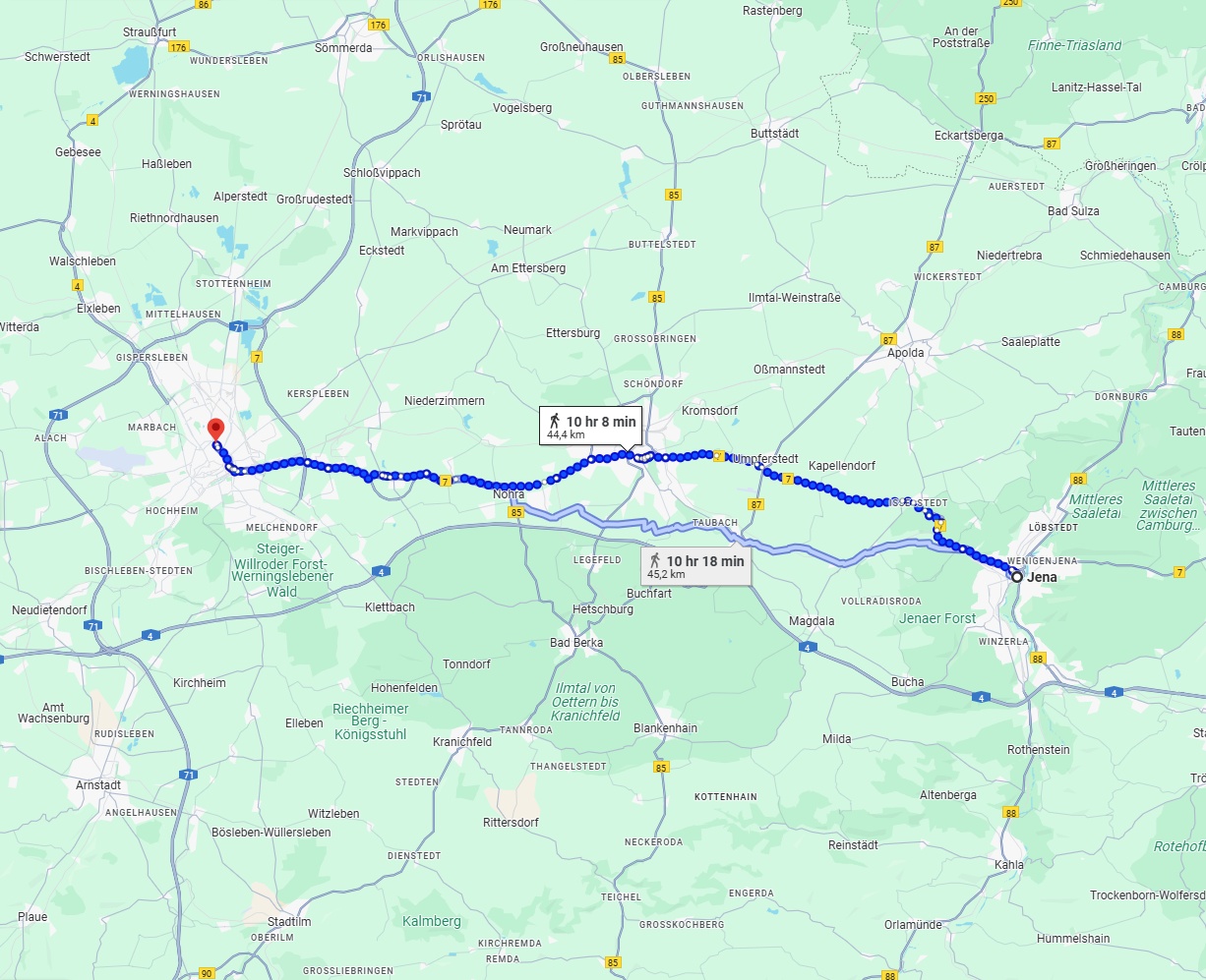 Anreise von Jena Zu Erfurt Über 