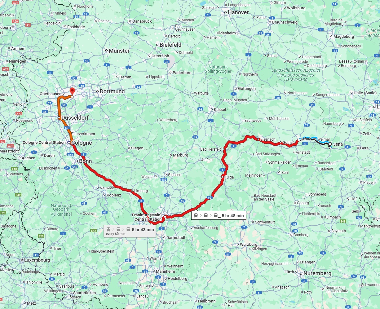 Anreise von Jena Zu Essen Über 