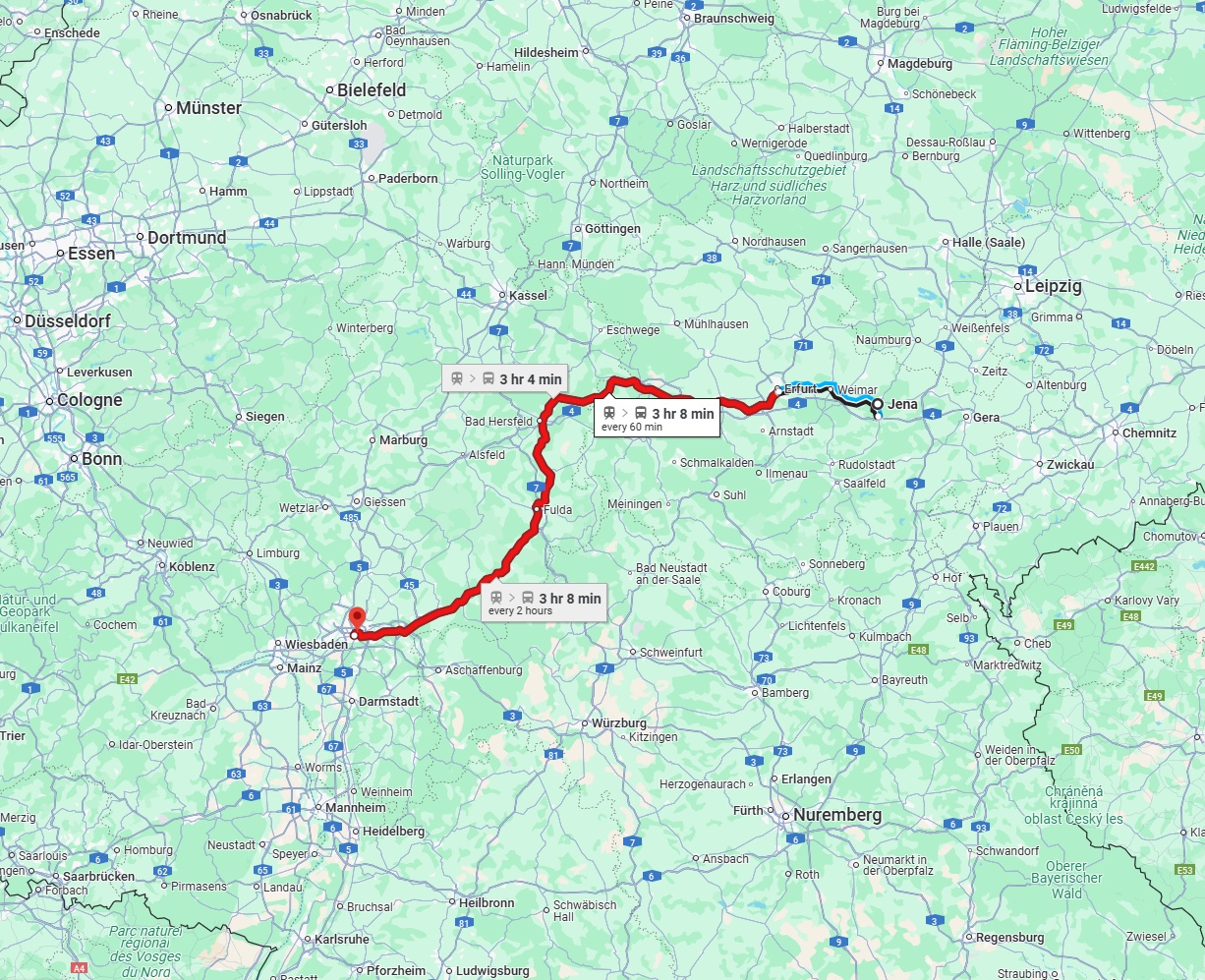 Anreise von Jena Zu Frankfurt am Main Über 