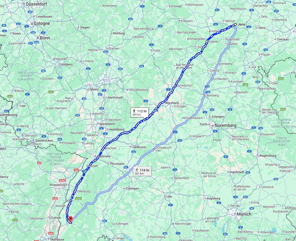 Anreise von Jena Zu Freiburg im Breisgau Über 