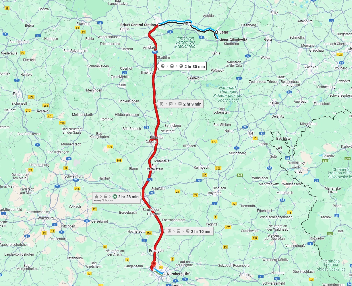 Anreise von Jena Zu Fürth Über 