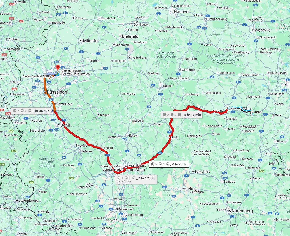 Anreise von Jena Zu Gelsenkirchen Über 