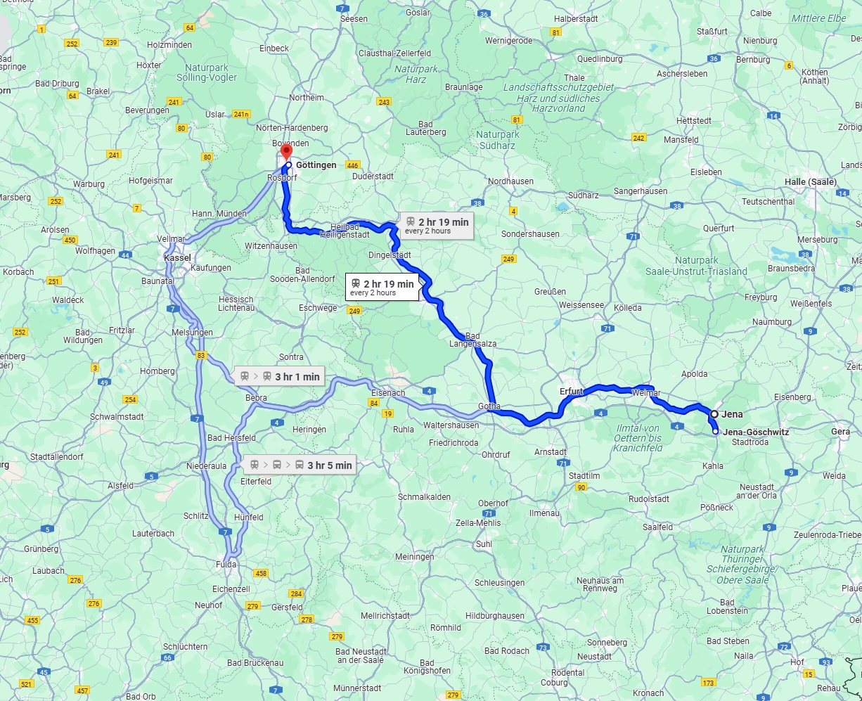 Anreise von Jena Zu Göttingen Über 