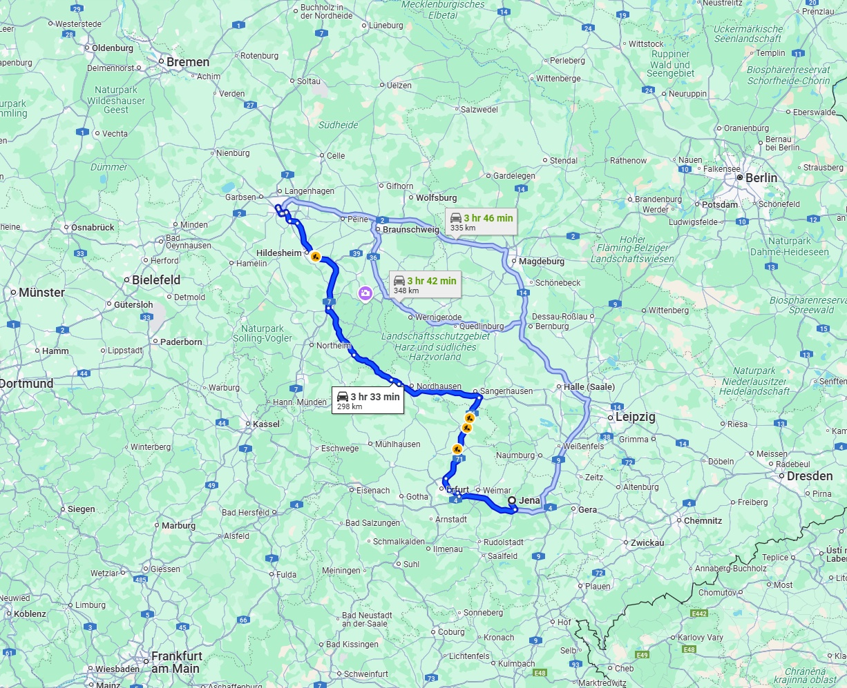Anreise von Jena Zu Hannover Über via B243