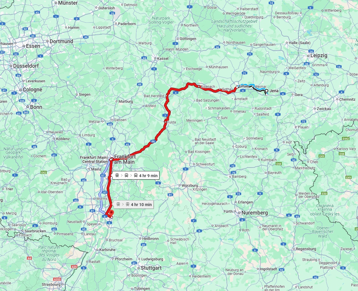 Anreise von Jena Zu Heidelberg Über 