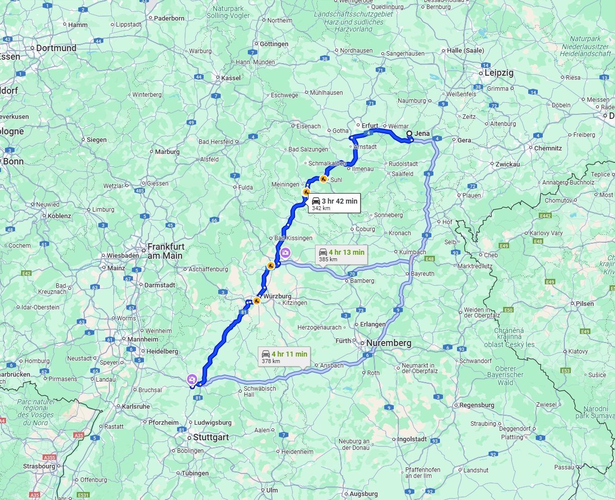 Anreise von Jena Zu Heilbronn Über via A71