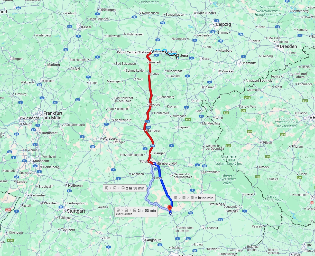 Anreise von Jena Zu Ingolstadt Über 