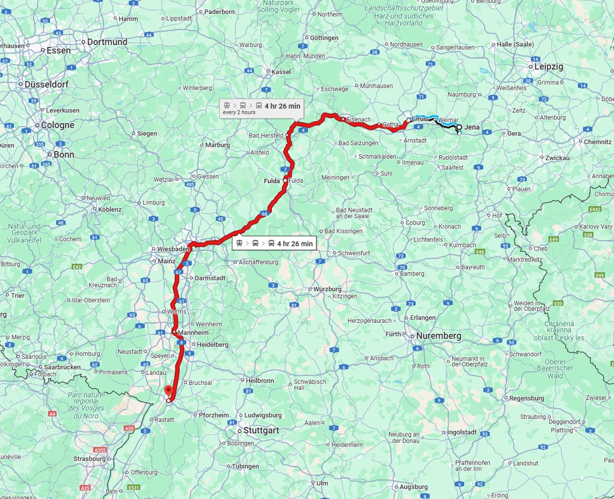 Anreise von Jena Zu Karlsruhe Über 