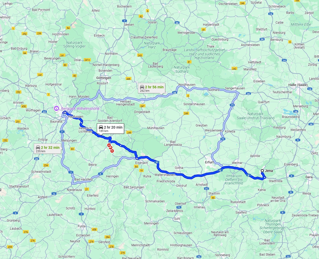 Anreise von Jena Zu Kassel Über via A4