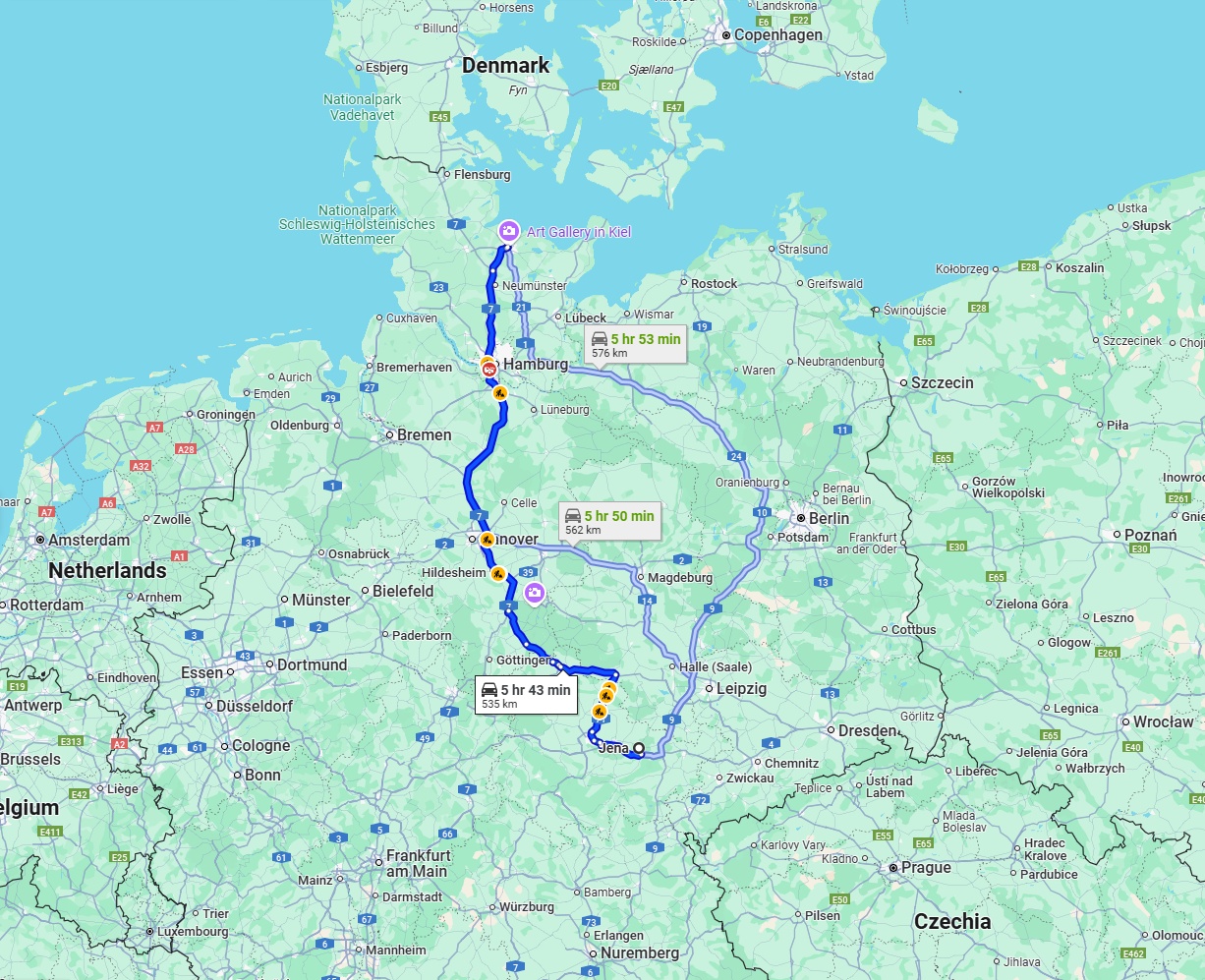 Anreise von Jena Zu Kiel Über via A7