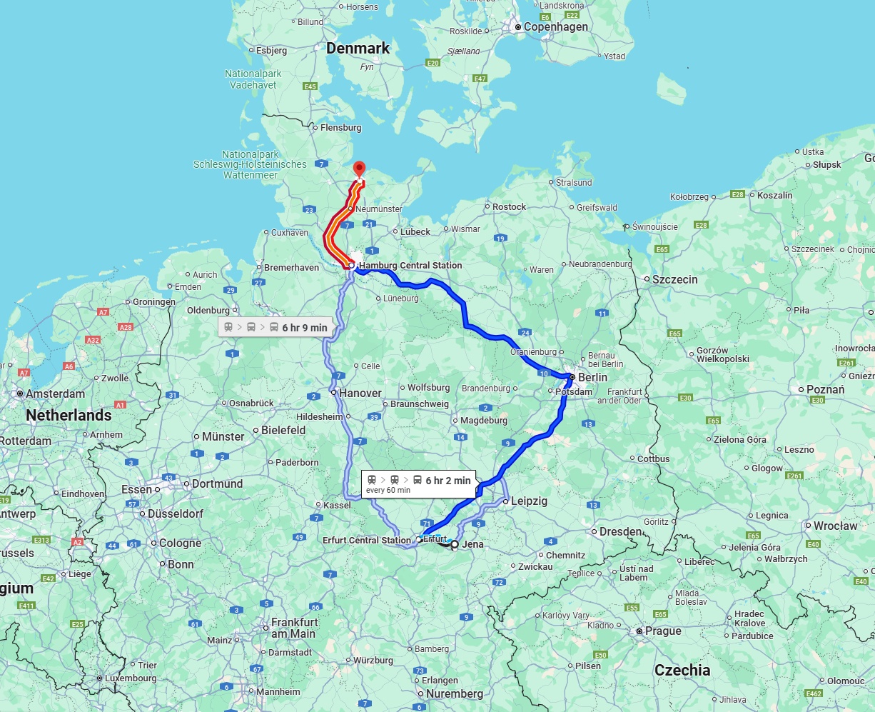 Anreise von Jena Zu Kiel Über 
