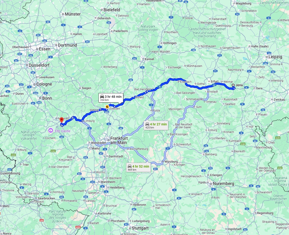 Anreise von Jena Zu Koblenz Über via A4
