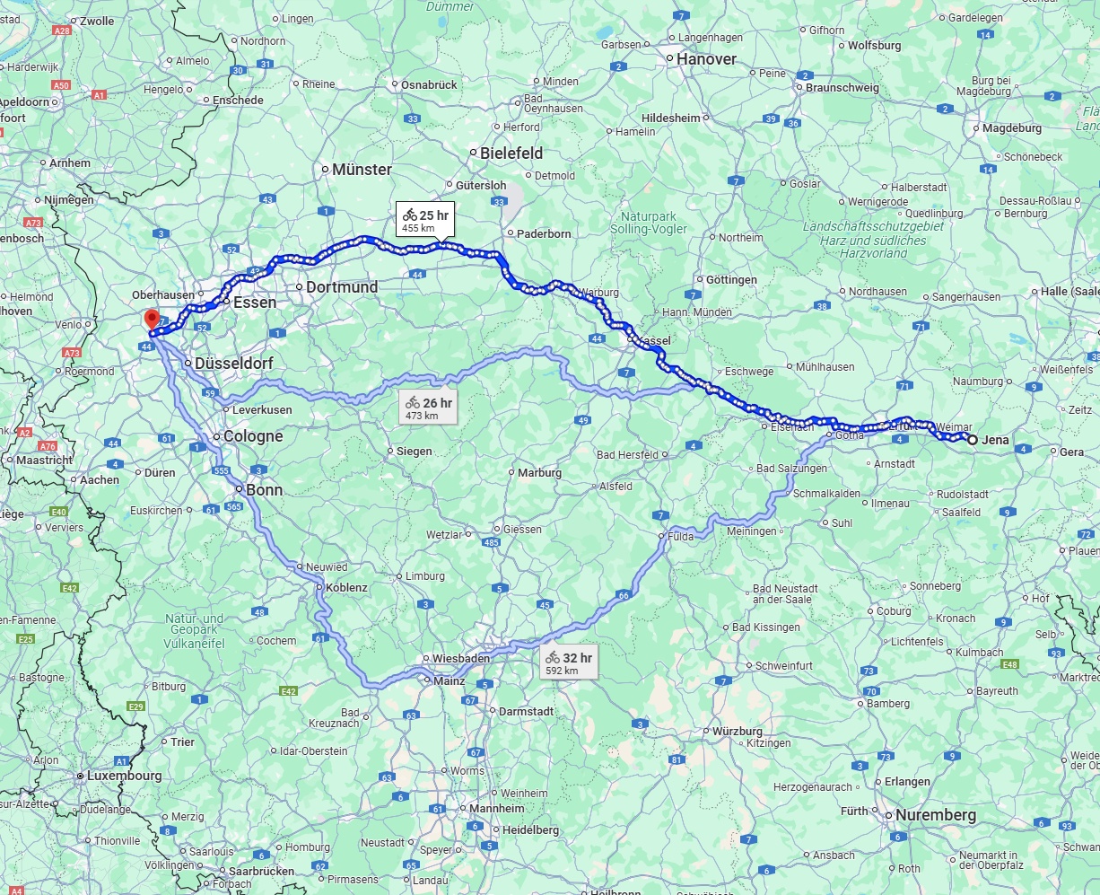 Anreise von Jena Zu Krefeld Über 