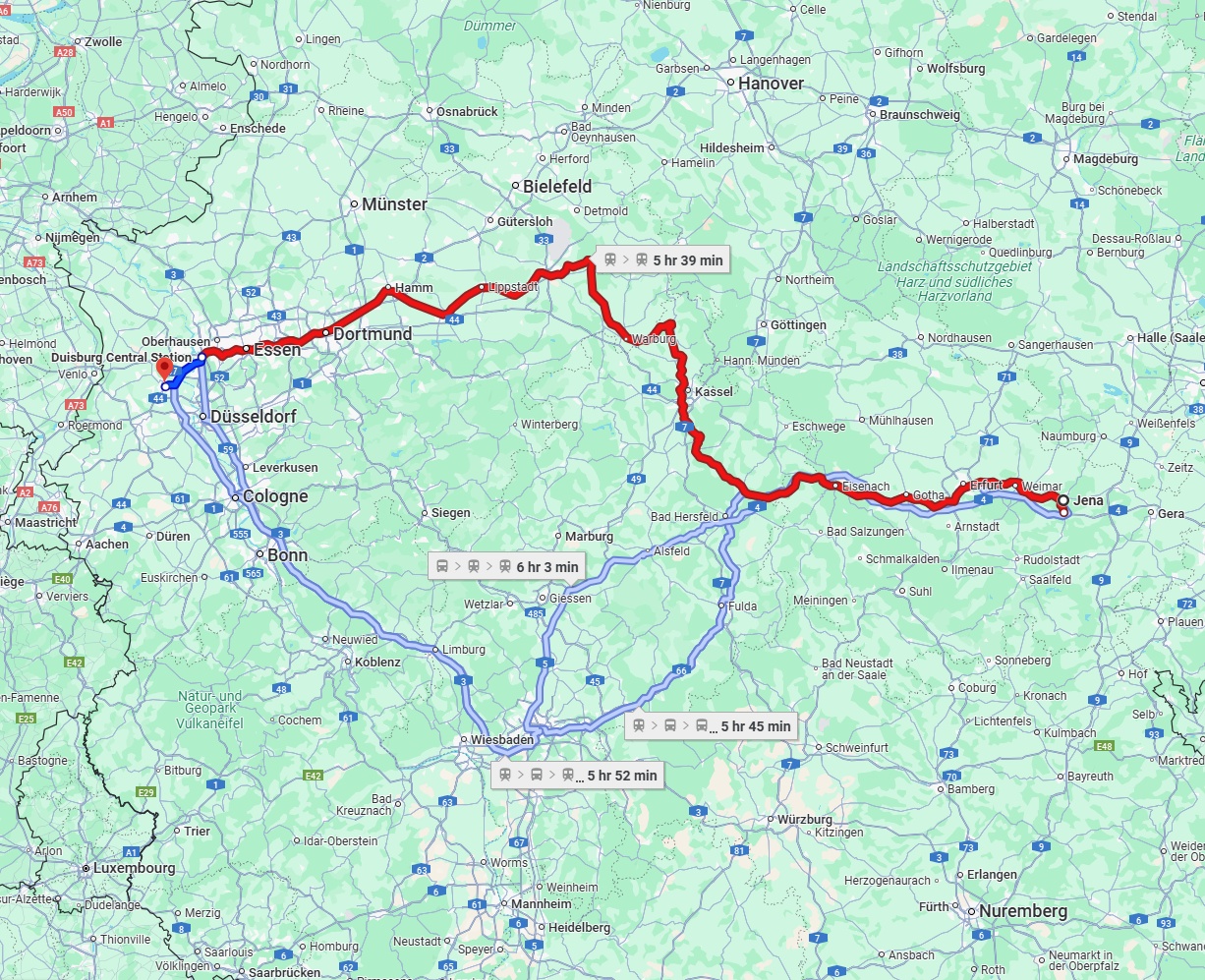 Anreise von Jena Zu Krefeld Über 
