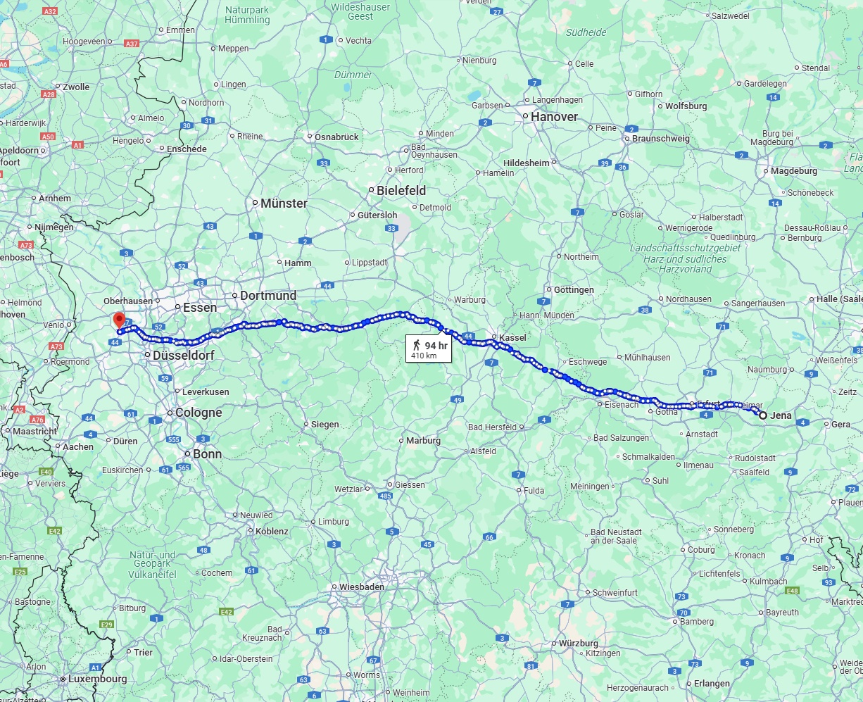 Anreise von Jena Zu Krefeld Über 