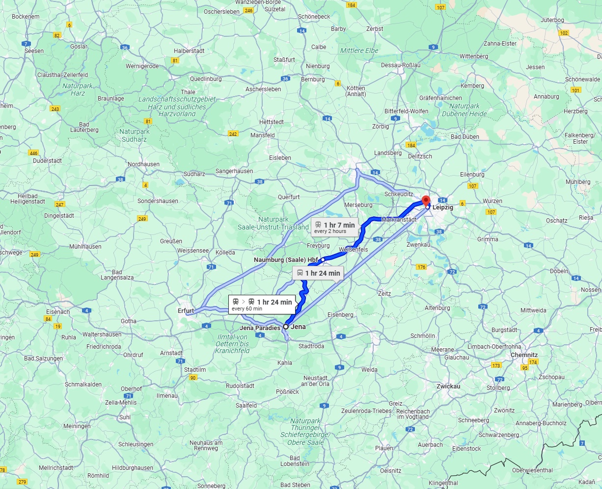 Anreise von Jena Zu Leipzig Über 