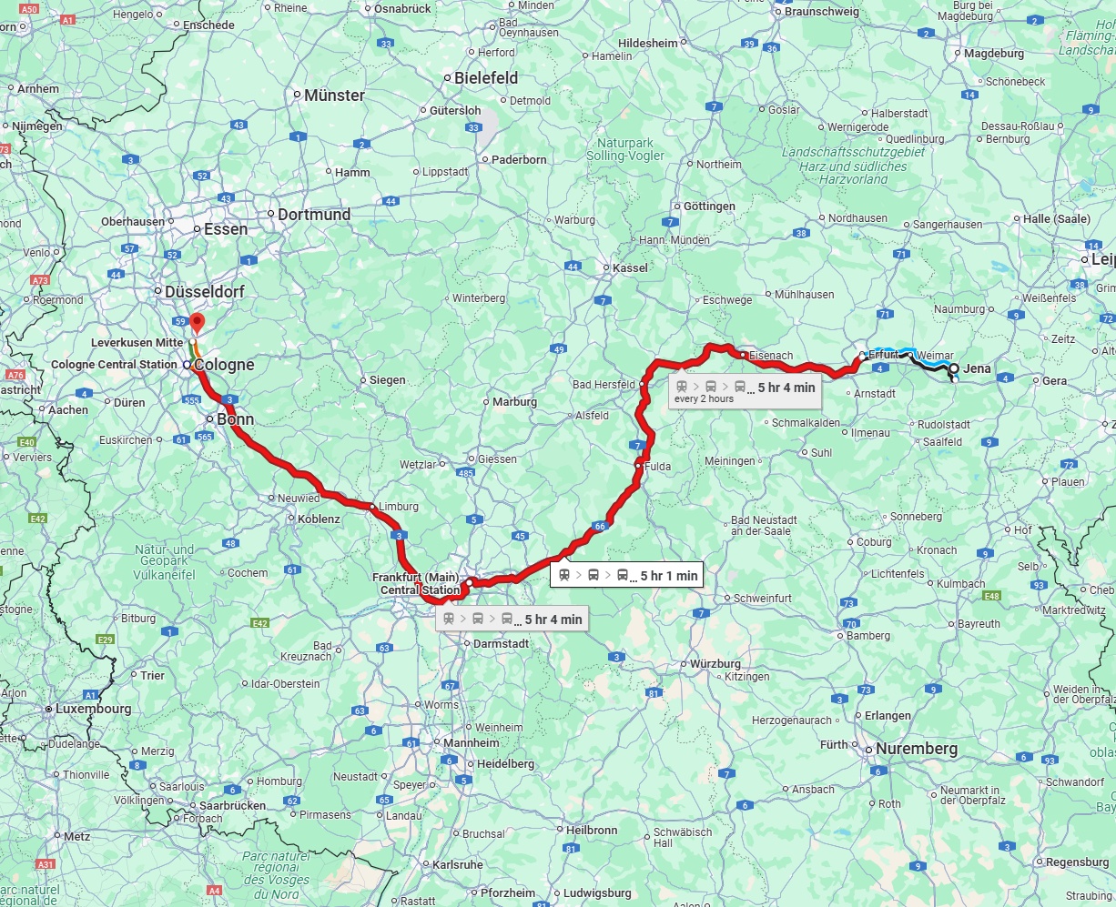 Anreise von Jena Zu Leverkusen Über 