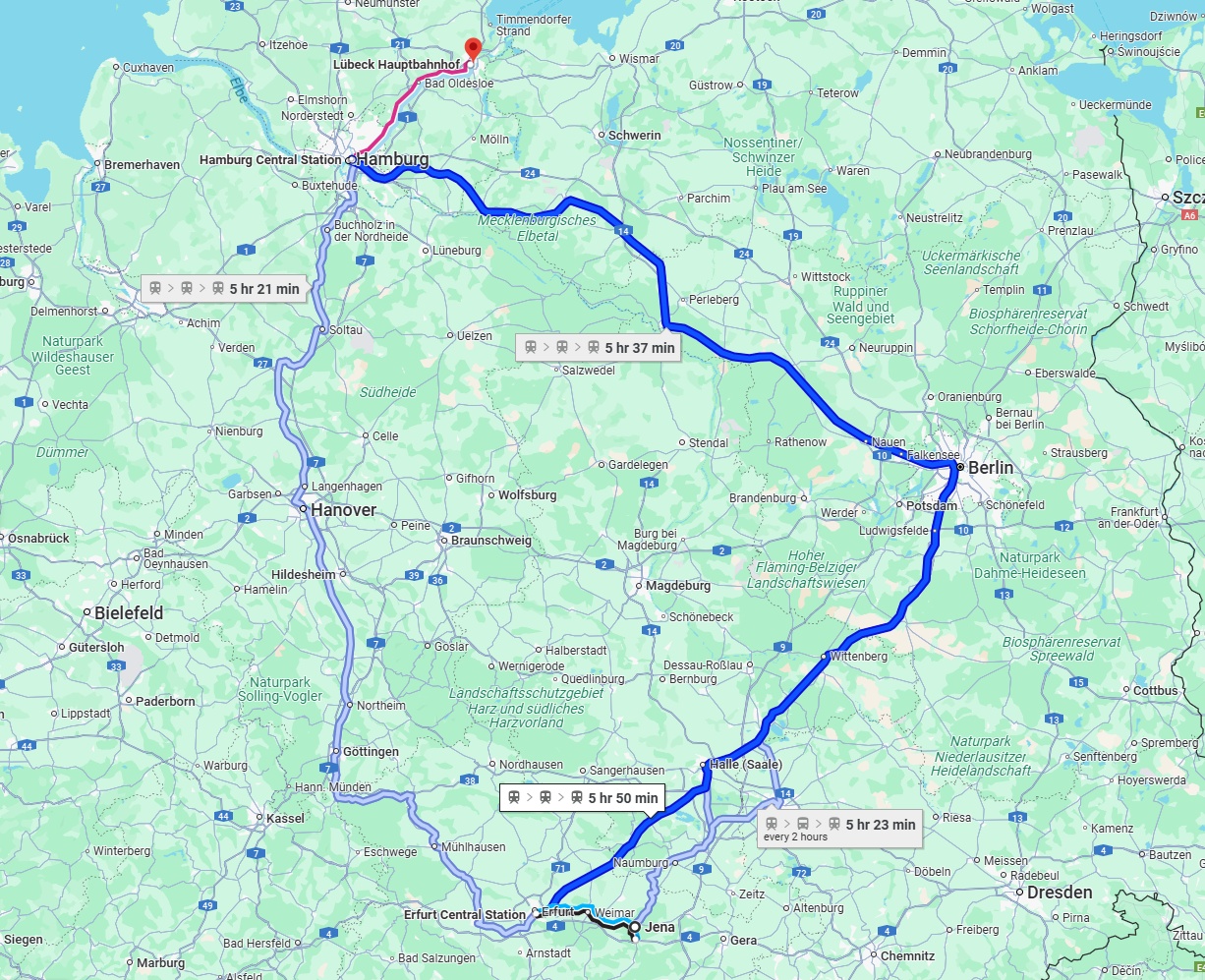 Anreise von Jena Zu Lübeck Über 