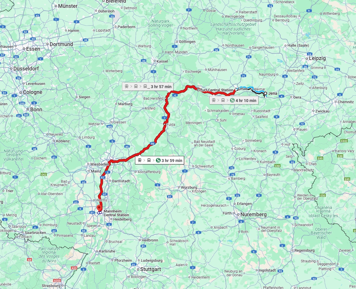 Anreise von Jena Zu Ludwigshafen am Rhein Über 