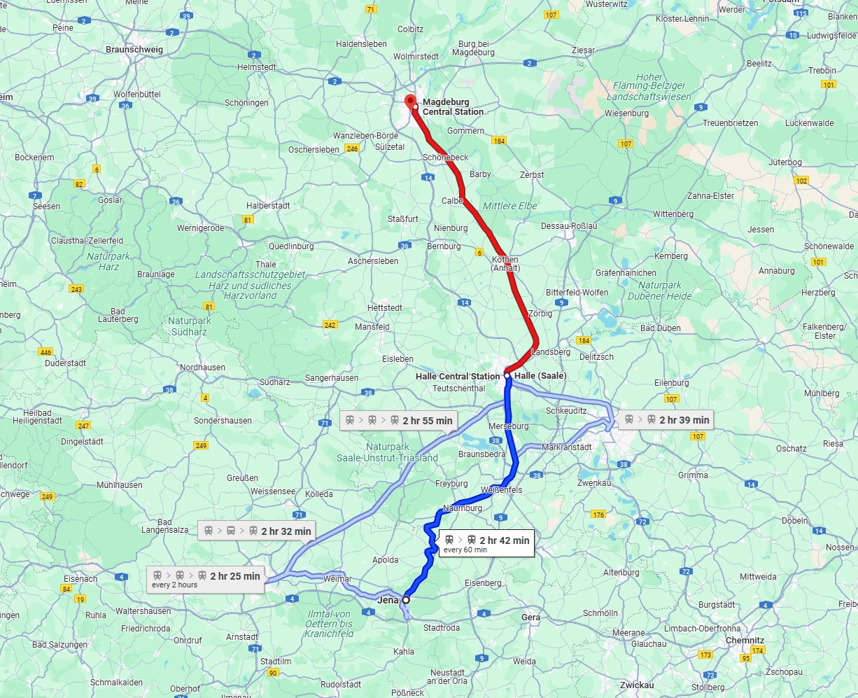 Anreise von Jena Zu Magdeburg Über 