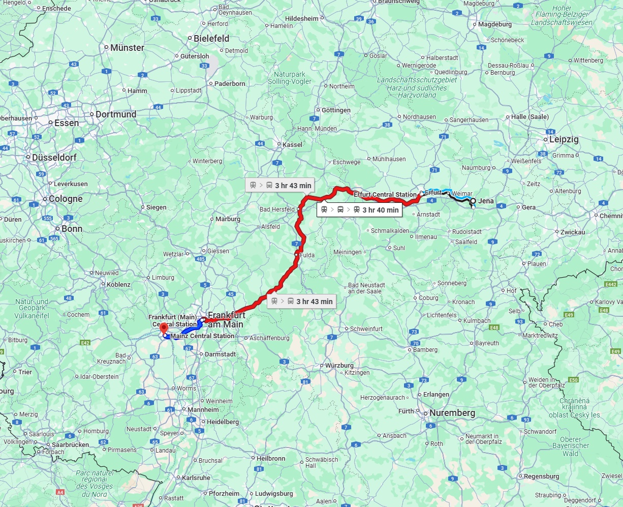 Anreise von Jena Zu Mainz Über 