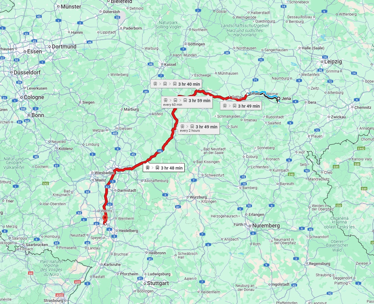Anreise von Jena Zu Mannheim Über 