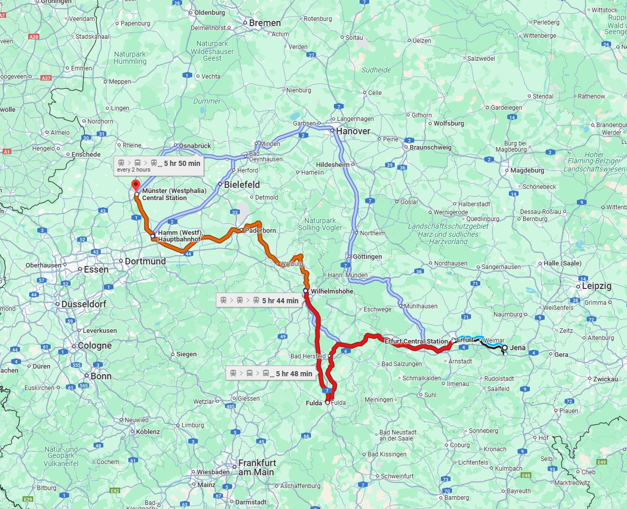 Anreise von Jena Zu Münster Über 