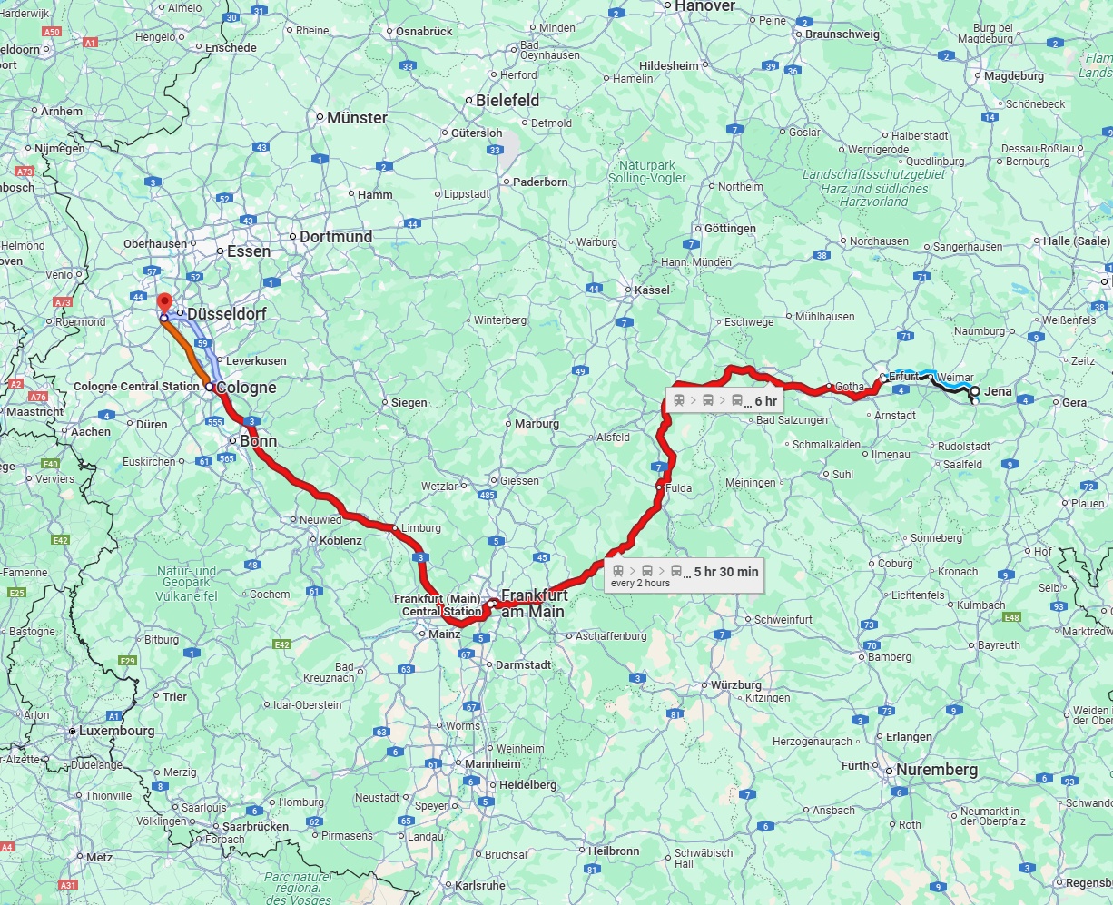 Anreise von Jena Zu Neuss Über 