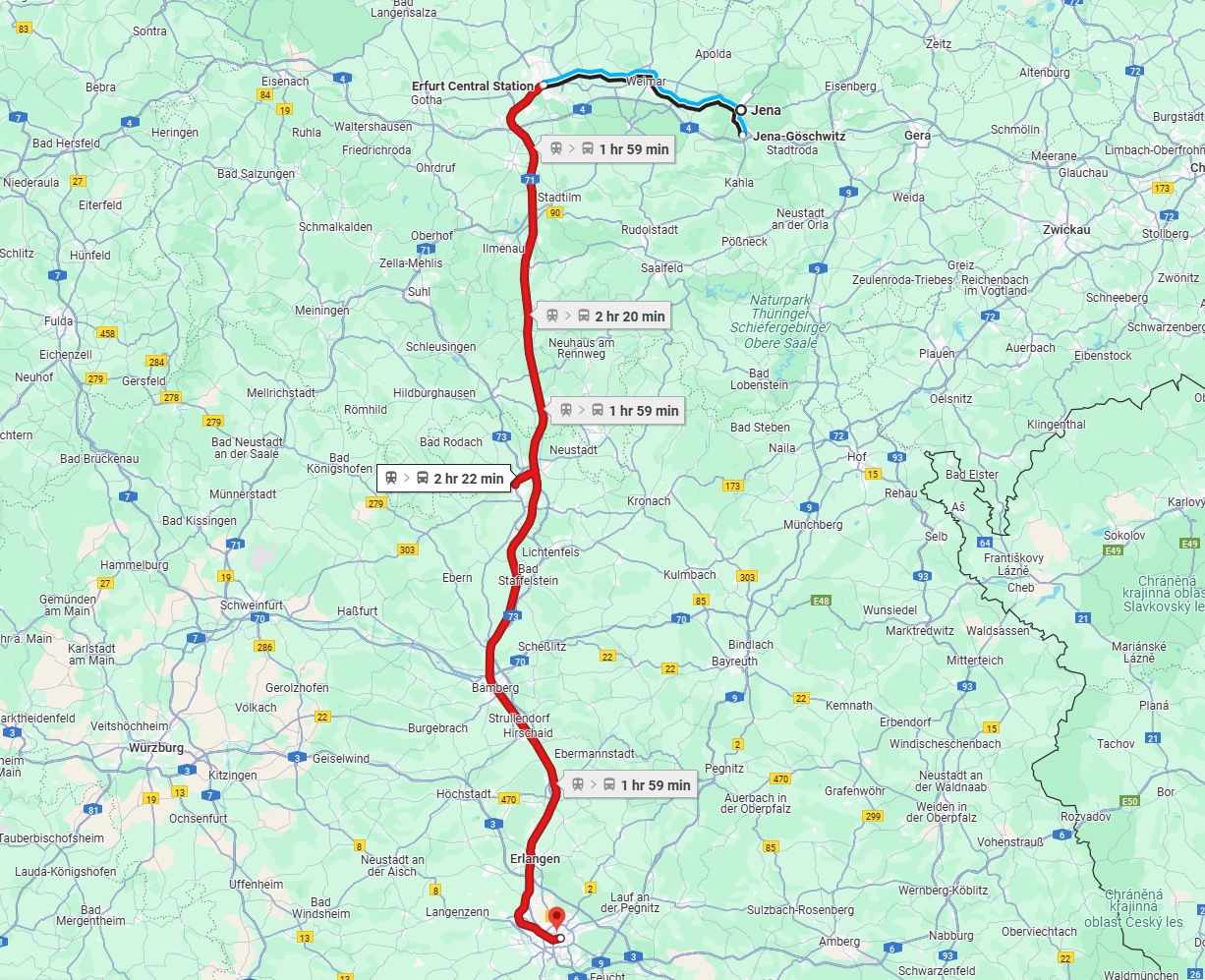Anreise von Jena Zu Nürnberg Über 