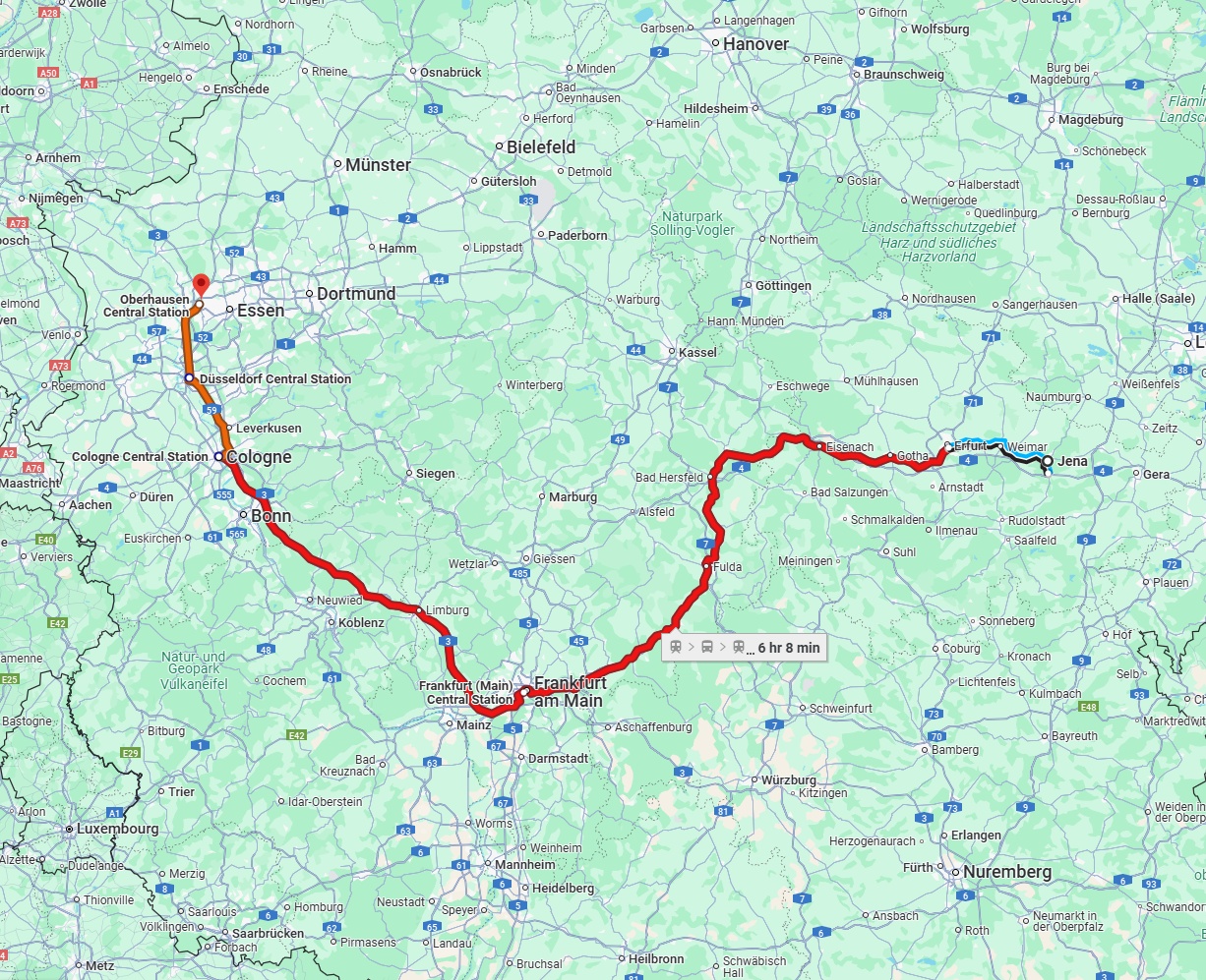 Anreise von Jena Zu Oberhausen Über 