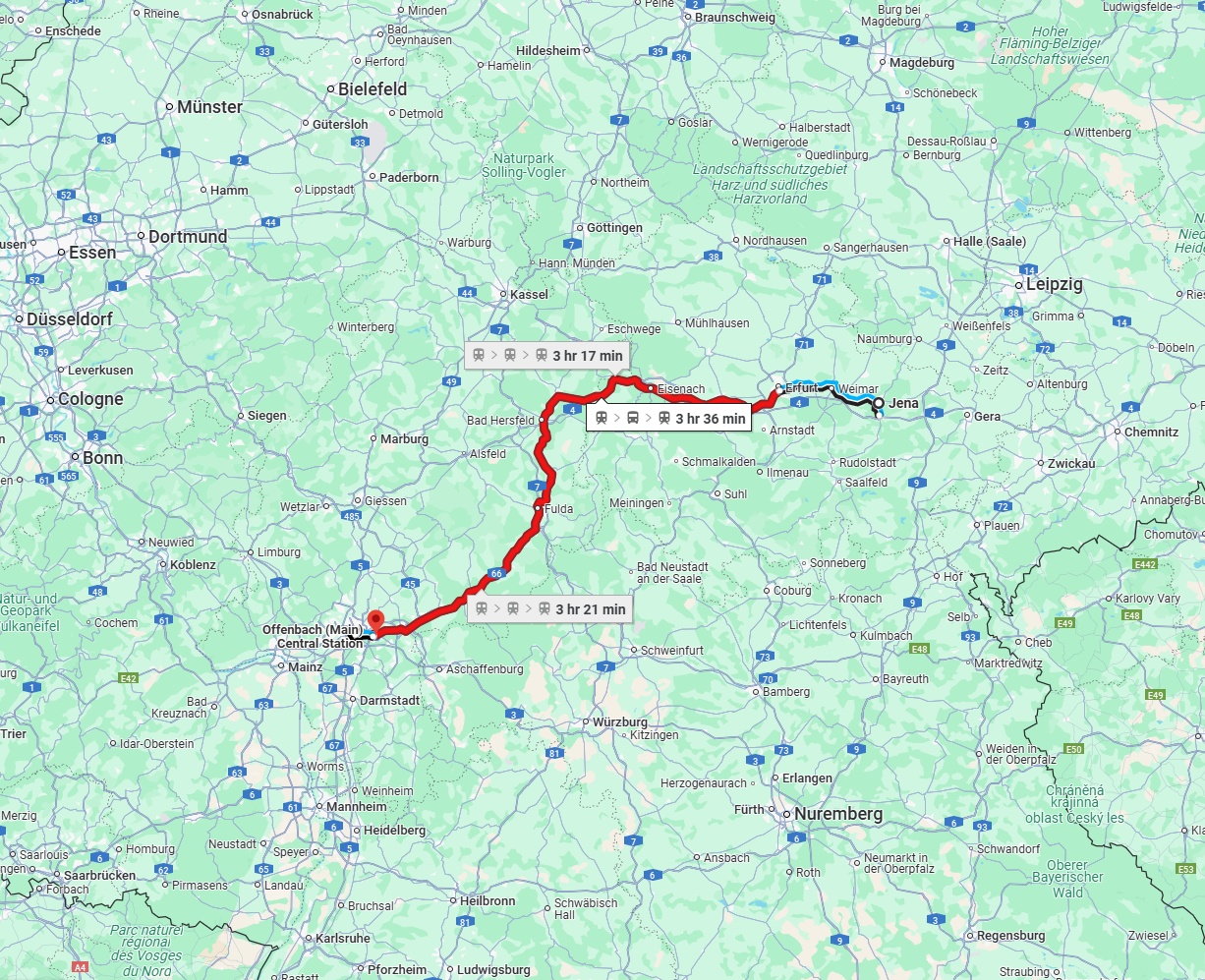Anreise von Jena Zu Offenbach am Main Über 