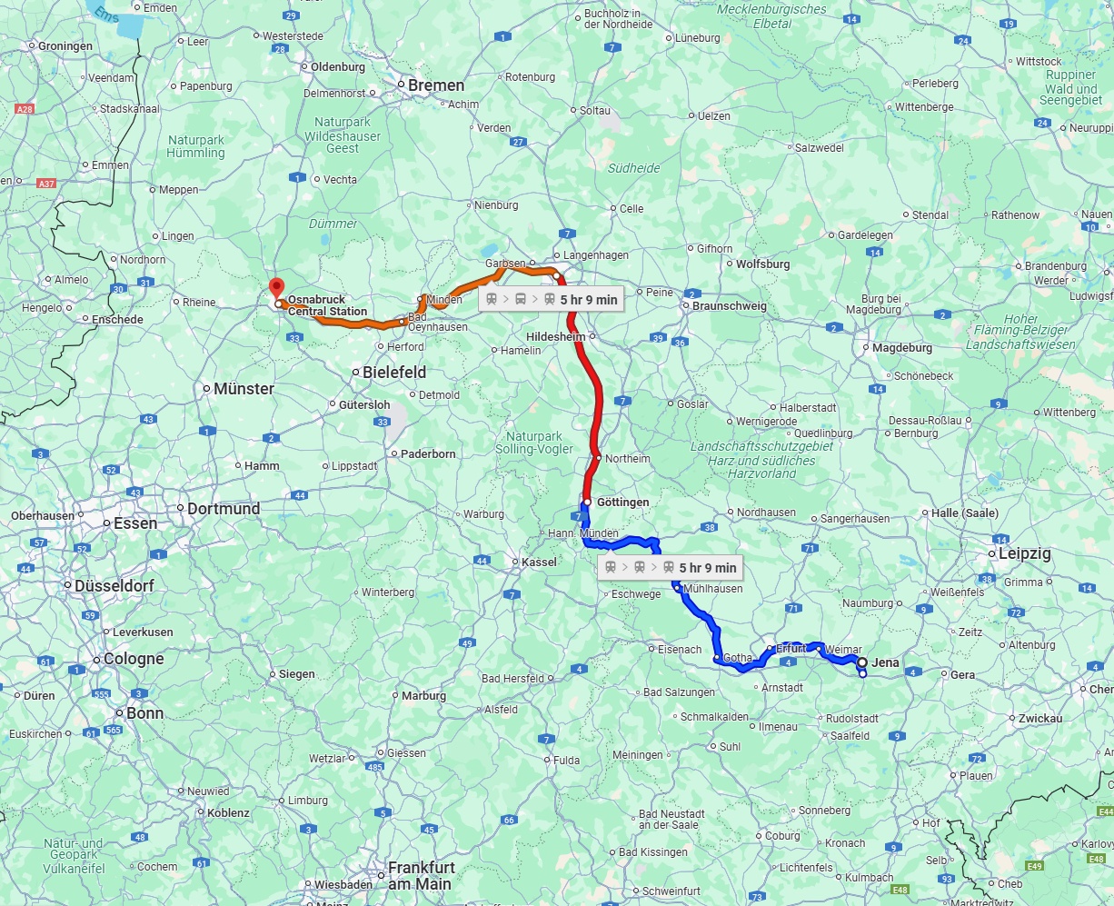 Anreise von Jena Zu Osnabrück Über 