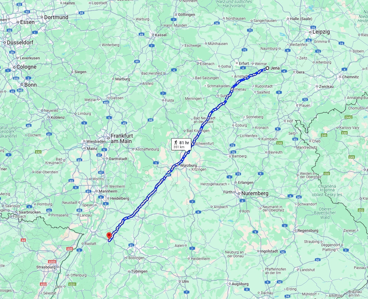 Anreise von Jena Zu Pforzheim Über 