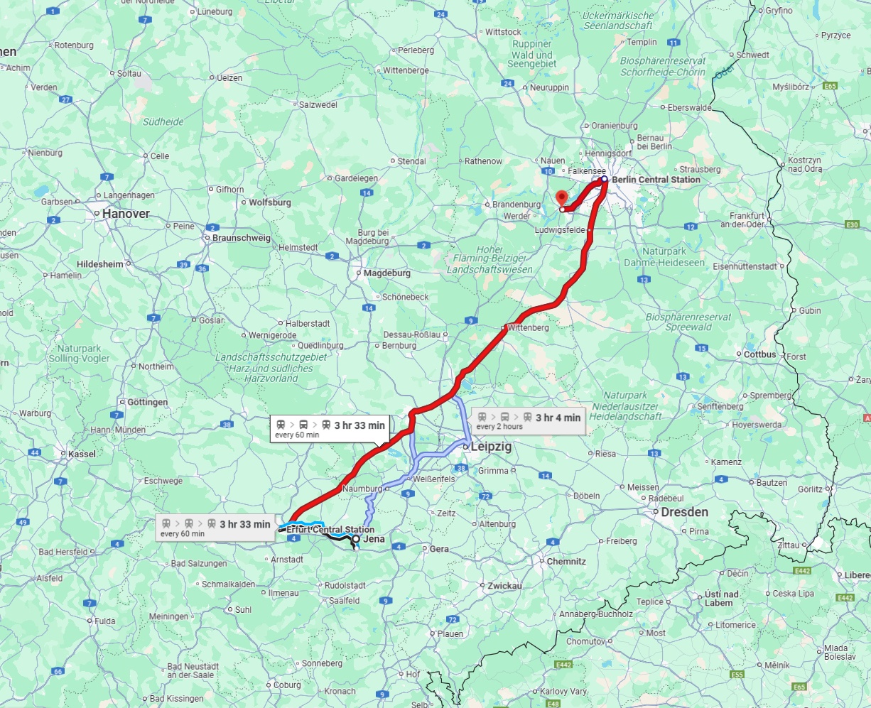 Anreise von Jena Zu Potsdam Über 
