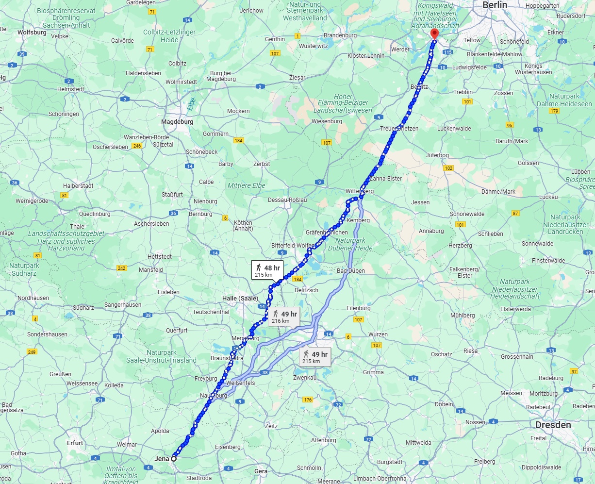 Anreise von Jena Zu Potsdam Über 