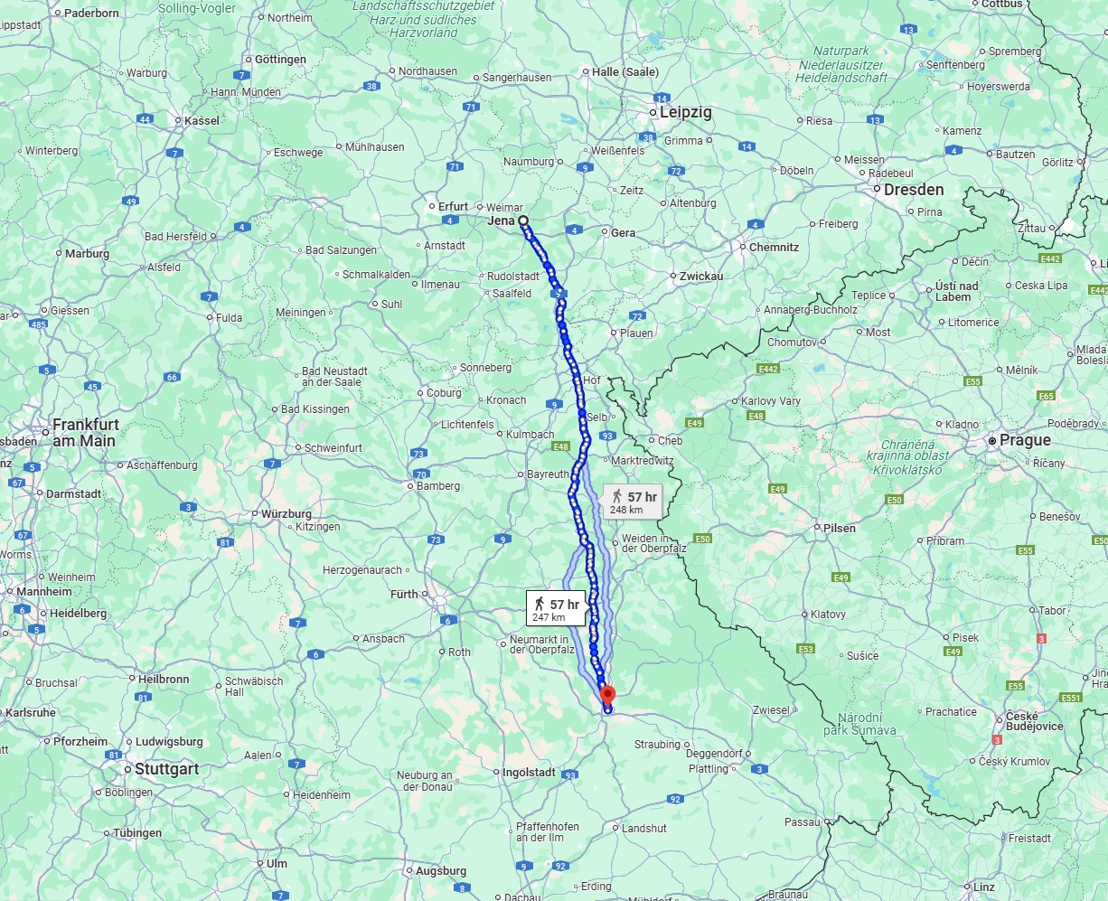 Anreise von Jena Zu Regensburg Über 