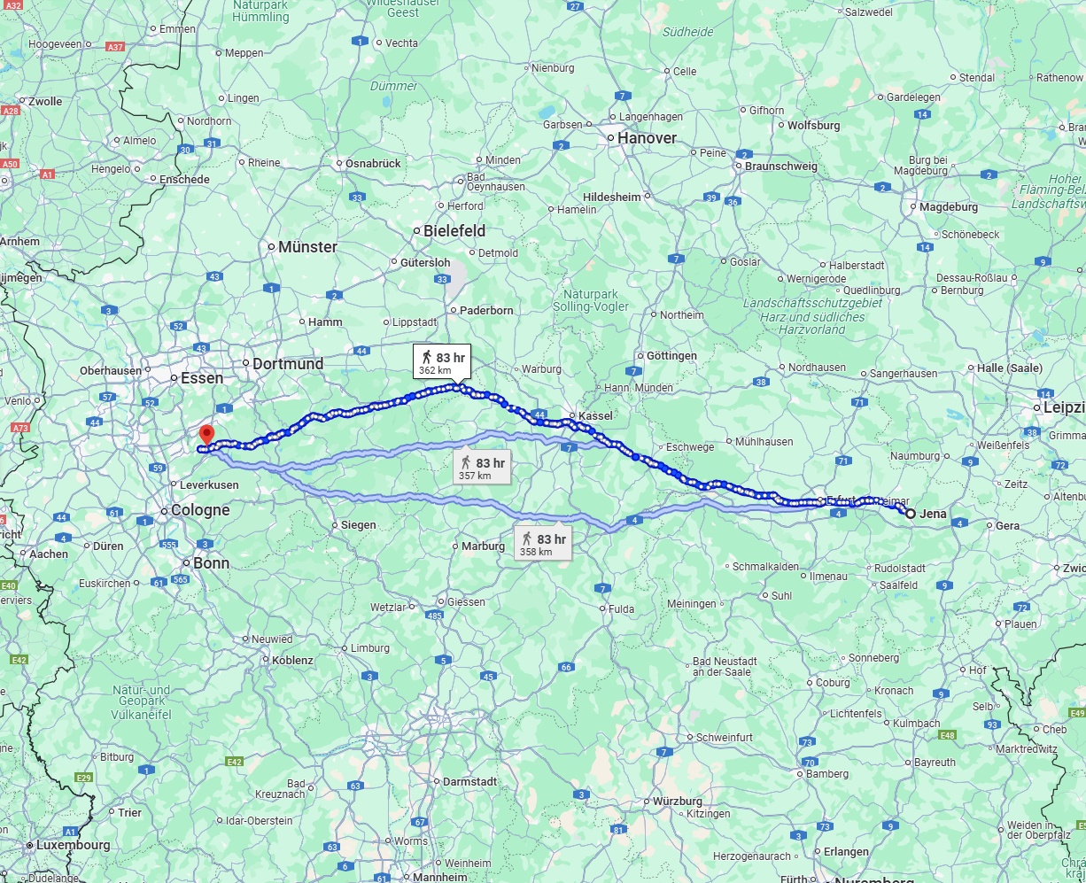 Anreise von Jena Zu Remscheid Über 