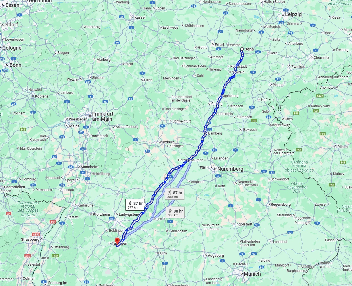 Anreise von Jena Zu Reutlingen Über 