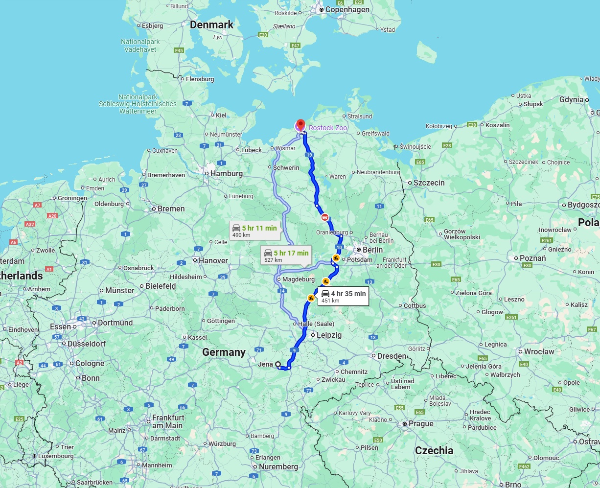 Anreise von Jena Zu Rostock Über via A9 and A19