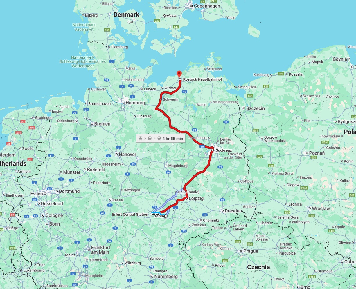 Anreise von Jena Zu Rostock Über 