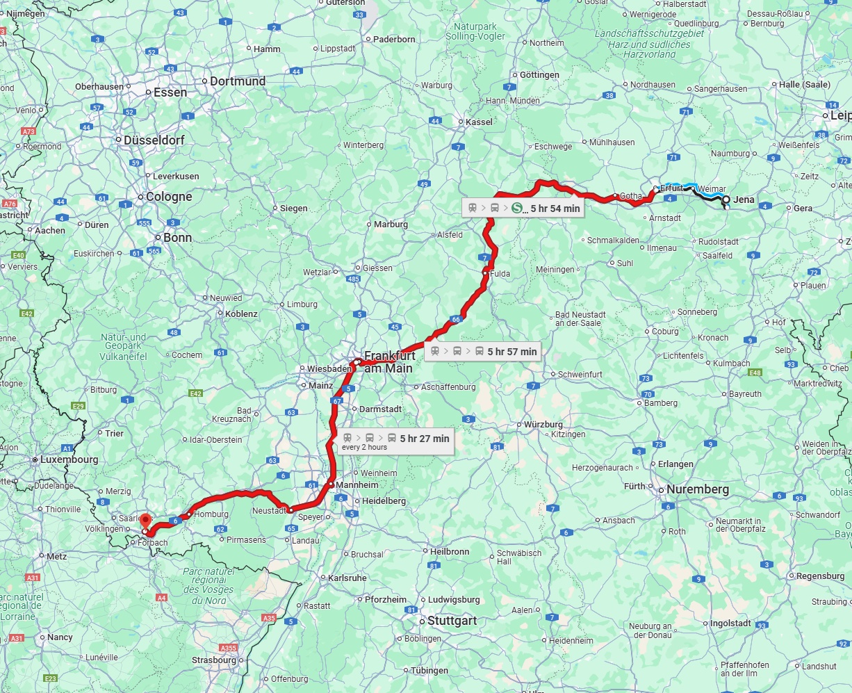 Anreise von Jena Zu Saarbrücken Über 