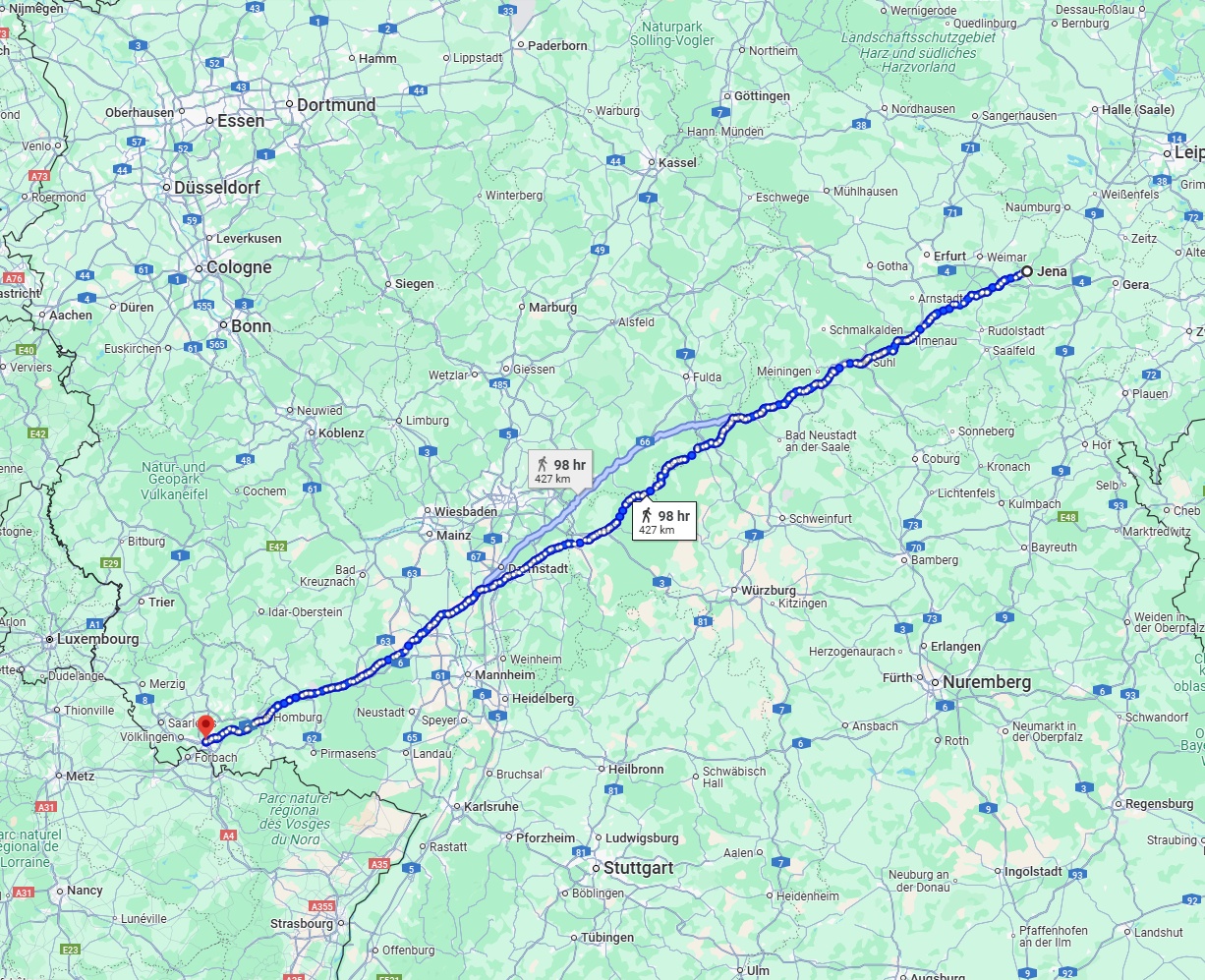 Anreise von Jena Zu Saarbrücken Über 