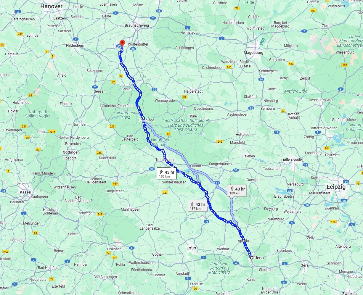 Anreise von Jena Zu Salzgitter Über 