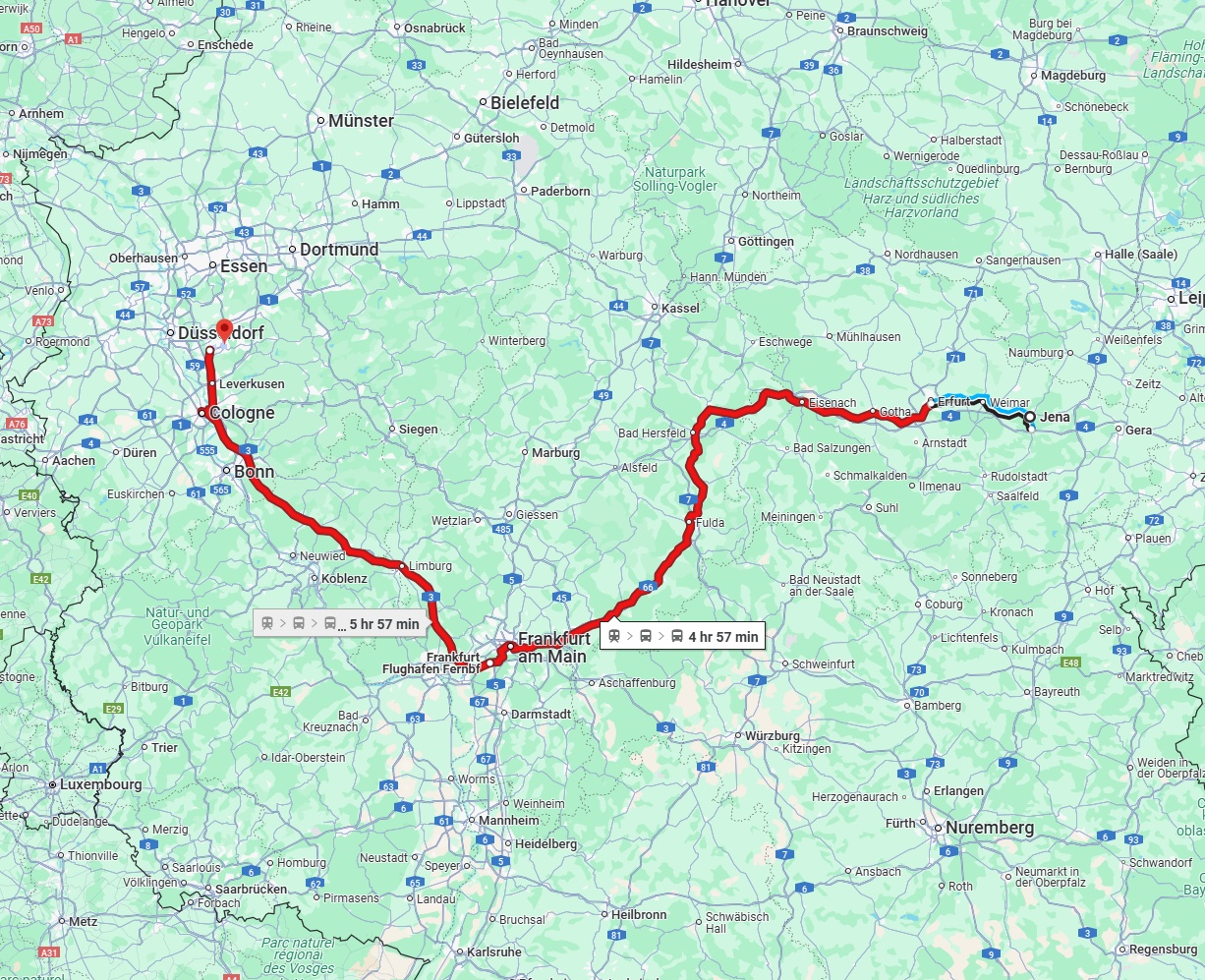 Anreise von Jena Zu Solingen Über 